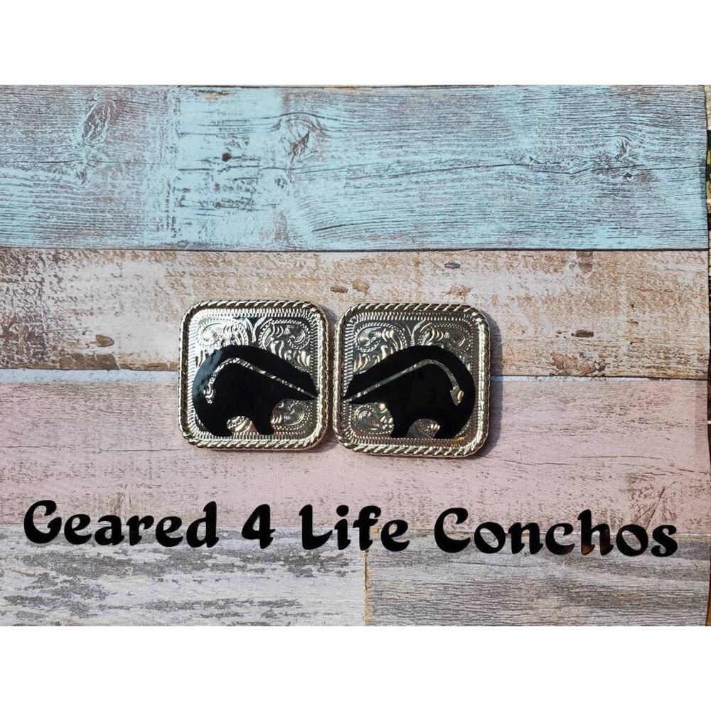 Tribal bear conchos, custom conchos, western replacement screwback conchos
